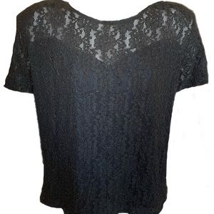 See Thru Full Back, Shoulders & Top Portion of Bust. Black Blouse. Size: 1X.